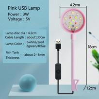 3W 5V USB akvariumo šviestuvas LED atsparus vandeniui žuvų rezervuaro apšvietimas povandeninis žuvų šviestuvas akvariumų dekoras augalų šviestuvas mini žuvų rezervuaro šviestuvas rožinė šviesi spalva