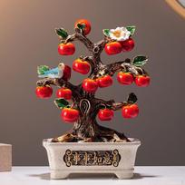 Resin Persimmon Statue Blessing Feng Shui Sculpture Handmade Chinese Decoration Table Ornaments for
