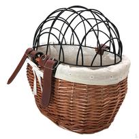 Bike Basket Wicker Bicycle Front Handlebar Pet Carrier Shopping gray