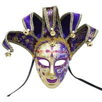 Masked Ball Full Face Mask With Bells Vintage Mask for Men Women Halloween Cosplay Masked Ball Proms Parties