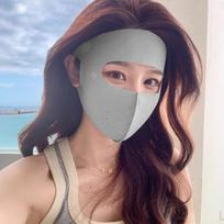 Breathable Ice Silk Mask Hot Sale Full Face Sun Protection Anti-UV Riding Face Mask Facial Gini Traceless Face Veil Summer šviesiai pilka spalva