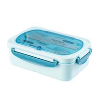 Lunch Box Microwaveable Bento Box with Compartments Leakproof Food Storage Container with Utensil Set for Students and Office Use One Size mėlyna