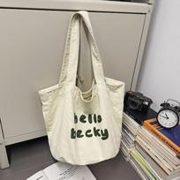 Letter Korean Lazy New Canvas Bag Commuter One Shoulder Leisure Going Out Cloth Bag Versatile Class Tote Large Capacity balta