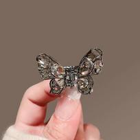 1Pcs High-end Women's Bangs Side Hair Grip Cute Black Crystal Butterfly Small Hair Claw Sweet Korean Hair Clip Fashion Top Clip one size