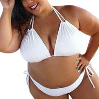 Moteriškas bikinio rinkinys maudymosi kostiumėlis vasaros paplūdimio apranga Push Up Hollow Out Bandage Bikiniai XXXXXL balta