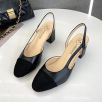 Summer Sandal For Women High Heels Sandals Retro Closed Square Toe Mules Shoes Girls Wedding Shoes Elegant Womans Low Heels 40 juoda