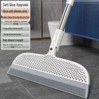 Upgraded Silicone Broom: Hair-Resistant Sweeper & Squeegee for Bathroom Floors