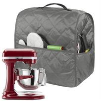 Stacionaraus maišytuvo dangtis KitchenAid pakreipiamai galvutei 4,5-5 kvartų maišytuvui, apsaugantis nuo dulkių su kišene buitiniams prietaikams ir aksesuarams pilka