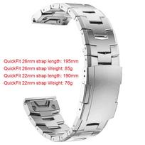 Titanium Watch Band QuickFit 26mm For Garmin Fenix 7X 7 6 6X Pro 5X Plus Mk2 Metal Strap 22mm Epix Gen 2 MARQ 955 D2 G1 Bracelet QuickFit 26mm sidabras