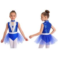 Girls Rhinestone Embellished Tutu Leotard Dress for Figure Skating Ballet Gymnastics Latin Jazz Ballroom Dance Performance 5-6 Years karališkos mėlynos spalvos