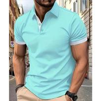 Spring and Summer T-shirt Men's Short Sleeved Casual Top Fashion Polo Shirt M ežero mėlyna spalva