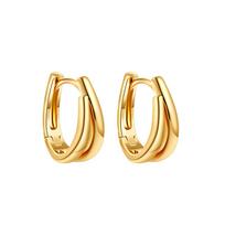 Simple Double Layer U Shape Mini Hoop Earrings for Women Mixed Color Gold Copper Plated Huggie Earring Statement Daily Zircon