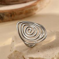 Retro Geometric Spiral Swirl Open Ring Stainless Steel Gold Color Trendy Finger Rings Minimalist Zircon Gift Wholesale Open
