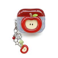 Apple Shaped Earphone Case TPU Anti Drop Headphone Protector Shockproof Dustproof Bluetooth Headphone Cover for Airpods 4 raudona