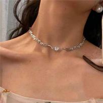 Copper Color Irregualr Choker Necklace for Women Love Heart Crystal  Clavicle Chain Necklace Wholesale Zircon