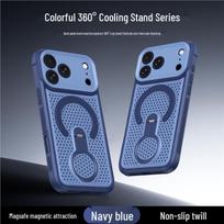 iPhone 17 Pro Max Cooling Honeycomb Case with 360° Magnetic Stand for Apple 16 Pro. 12 mėlyna
