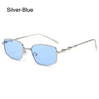 Anti Blue Light Irregular Square Shades with Metal Frame High-End Narrow Frame Sun Glasses Vintage Small Square Sunglasses