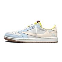 Travis Scott x Jordan Air Jordan 1 Cloud Ice Blue Low top Vintage Basketball Shoes Unisex Gray Blue DZ4137-700(Team1868-) 41