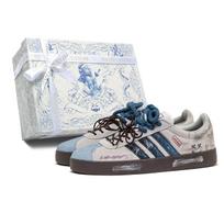 Adidas VL COURT 2.0 ADCDAVINCI, Box, Blue Star Cushioning Low top Skateboard Shoes Unisex Blue Gray HQ1802(TeamM-S-BOX) 38⅔