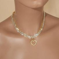 Korean Fashion Rectangle Zircon Choker Necklaces for Women Luxury Clear Geometric Heart Pendant Sexy Banquet Party Zircon