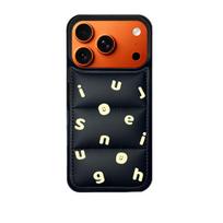 Black Letter Down Jacket iPhone 14/13/12/11/15/16/17 Pro Max Case Cover iPhone 7 Plus/8 Plus