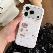 Japanese Korean Pink Strawberry Bear Heart iPhone 17/16ProMax/15/14 Girly Phone Case iPhone 13 Pro