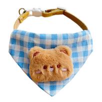 Fashion Plaid Pattern Dog Drool Bib Adjustable Dog Accessories Cat Cartoon Bib Cute Small Dog Scarf Dog