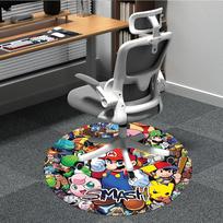 1PC Super Smash Bros. Office Round Area Rug, Indoor Mat Suitable For Office, Under Office Chairs Bedroom Living Room Home Decor, Room Deco110 80cm by 80cm