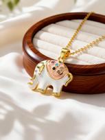 Cute Talisman Elephant Pendant Necklace for Women Girls Zircon O-Chain Necklaces Lucky Charms Elephant Accessories Gifts