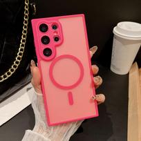 Samsung S26 Ultra/S25 Plus Skin-Feel Magnetic Phone Case with A17 Lens Film Coverage S26 rožinė raudona spalva