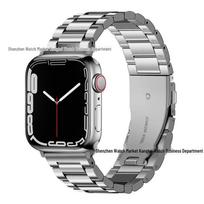 Red Stainless Steel Three-Bead Band for Apple Watch S10/Ultra2 22mm sidabras