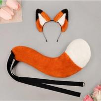 Movie Animal Ear Cosplay Headwear Plush Orange Fox Tail Comic-Con Party Dress Up Set Woman Man Carnival Costume Accessories