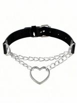 Vintage Chain Jazz Dance Necklace Punk Rock Choker Pu Leather Goth Rivets Collar Party Club Gothic Jewelry Harajuku
