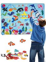 Educational Ocean Felt Story Board – Montessori Busy Board for Toddlers, Wall-Hanging Gift mėlyna