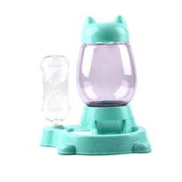 Pet Bowl Dog Bowl Feeding Water Dispenser Automatic Water Storage Food Bowl žalia