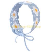 49MD Novelty Womens Pastoral Bandana Turban Crochet Hair Scarf Y2K Hairband mėlyna