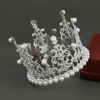 Wedding Mini Children Hair Ornament Pearl Cupcake Toppers Crown Tiara Cake Decoration sidabras