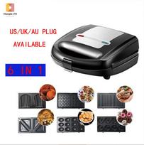 Multifunctional 6-in-1 Detachable Breakfast Griddle & Sandwich/Waffle Maker EU Plug