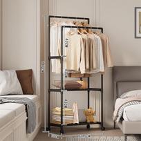 Movable Floor-Standing Children's Clothes Rack with Assembly & Drying Features