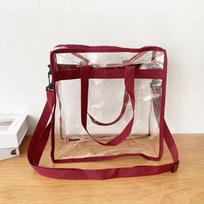 Transparent Waterproof PVC Crossbody Bag - Large Capacity Jelly Tote for Beach Travel or Swimsuits Medium pilka
