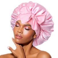 Women's Extra Large Satin Bow Hair Care Sleep Cap Customizable Colors and Sizes