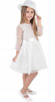 Sukienka Elegancka Tiul Kapelusz Biel 7/8 H110A