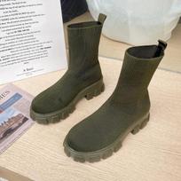 Moteriški batai Slip On Western Kulkšnies Batai Platforma Megztos Moteriškos Rudeninės Kojinės Batai Moteriški Madingi Moteriški bateliai 35 armijos žalia spalva