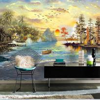 Natūralaus Peizažo Tapetai Svetainė Miegamasis TV Sofa Fono Sienos Freska Namų Dekoras 200 cm(W) x 140 cm(H)