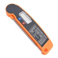 LCD Digital Food Thermometer with Foldable Probe Kitchen Cooking BBQ Grill Temp Tester Orange Orange