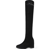 Fashion Black Above Over The Knee Thigh High Shoes for Woman Women's Boots Elastic Wedge Heel Footwear Waterproof Trend 2024 Y2k Gyaru 35