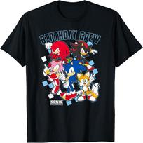 Sonic The Hedgehog Birthday Cre Group Shot Big Chest Logo T-Shirt S juoda