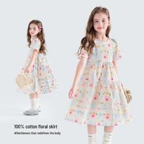 TuTu Little Elephant Girls' 100% Cotton Floral Princess Dress 130