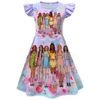 26253 Girls KATSEYE Digital Printing Ruffle Casual Dress 110cm violetinė