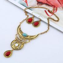 Collares Choker Multilayer Fashion Bohemian Statement Maxi Necklace For Women Earrings Zircon Sets Vintage Collier Necklace antikvarinės aukso spalvos